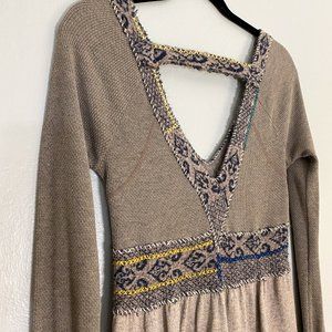 Free People | Elegant Olive Long Sleeve Tunic with Striking Strap Detail